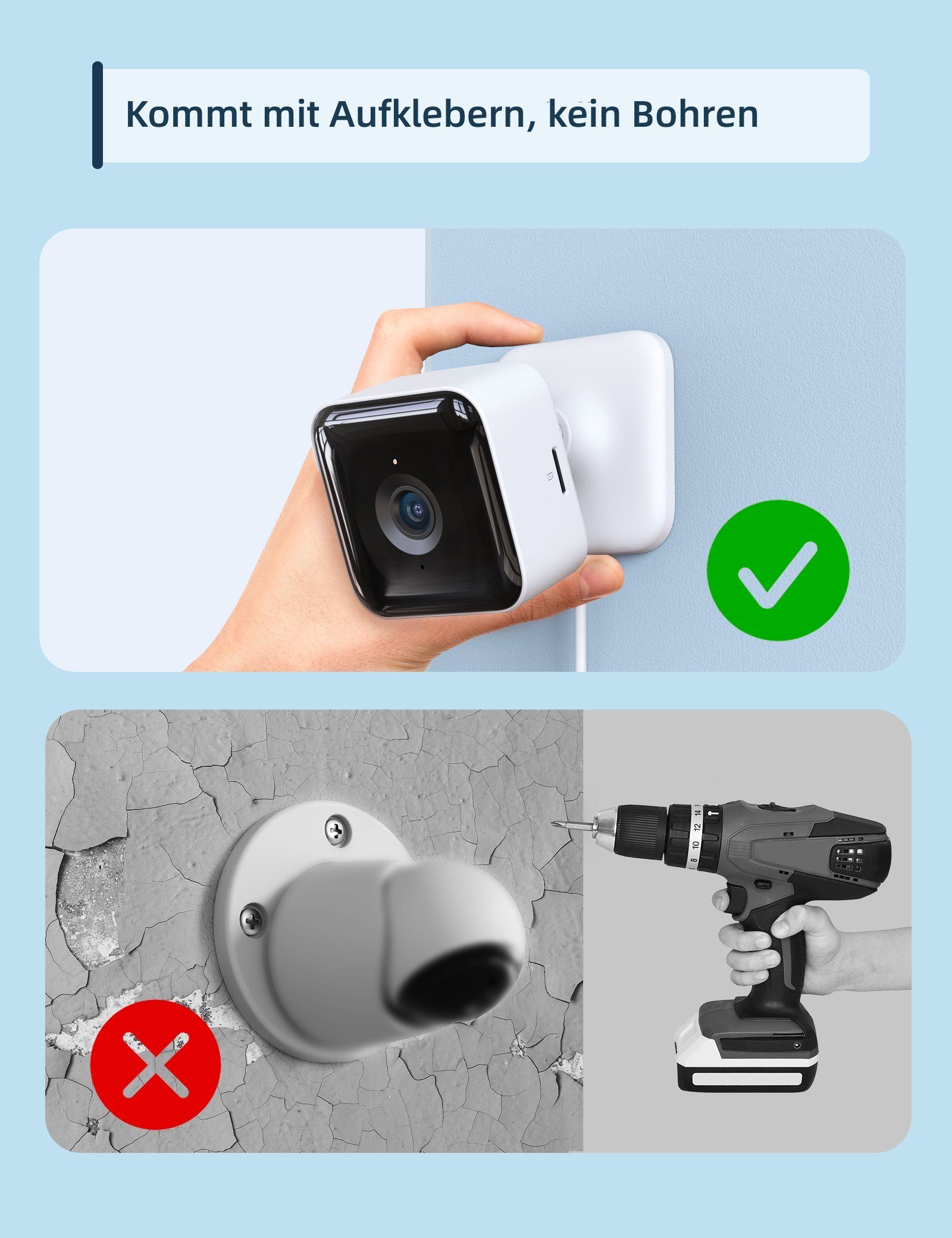 GNCC Babyphone mit Kamera, WLAN Überwachungskamera Innen mit APP 2.4G, 1080P, Nachtsicht, Bewegungserkennung, Zwei-Wege-Audio