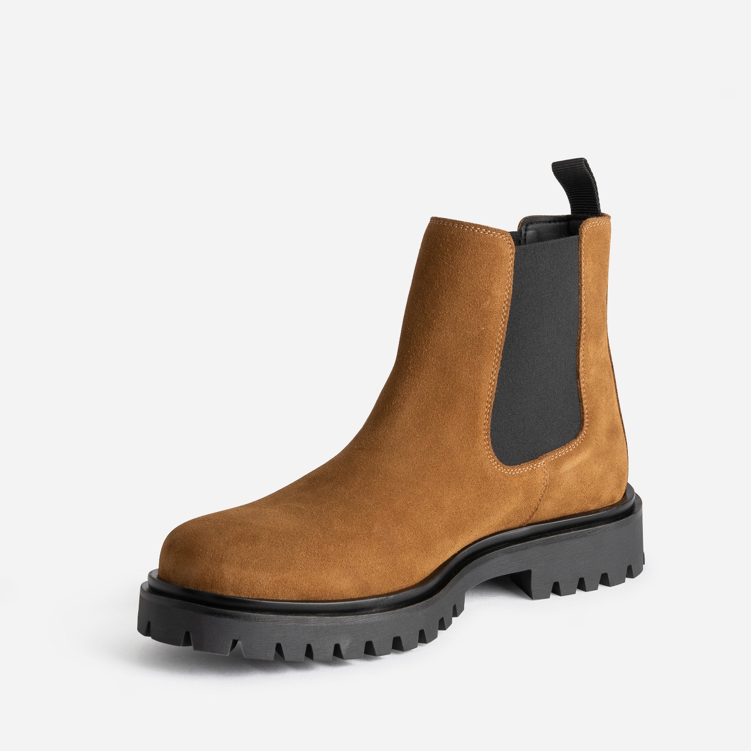 Chelsea boots beige foncé en cuir velours
