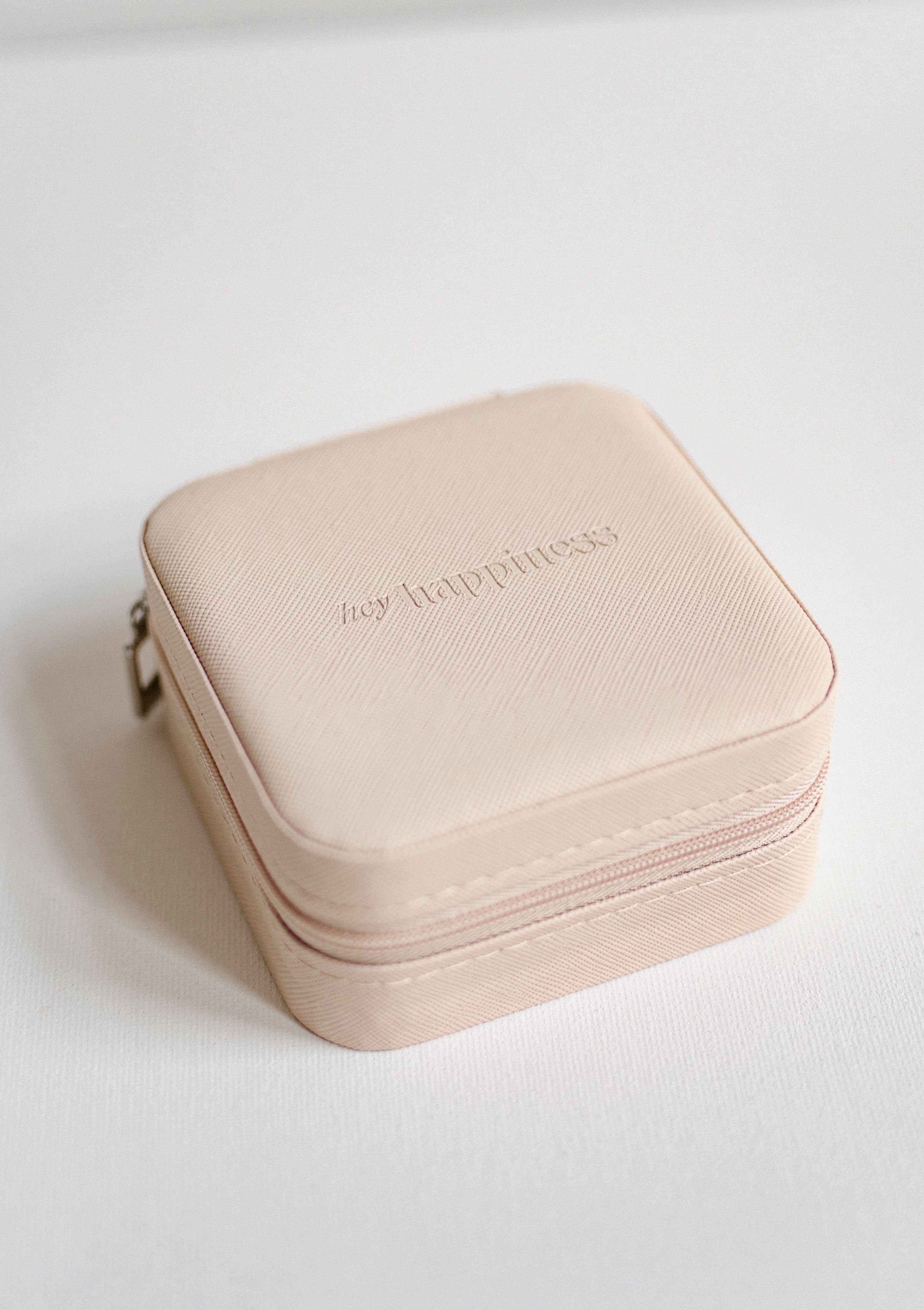 Hey Happiness Schmucketui Schmuck Etui in Rosa Farbe, Reise Schmuckorganizer mit Halter für Ohrringe, Ketten und Ringe