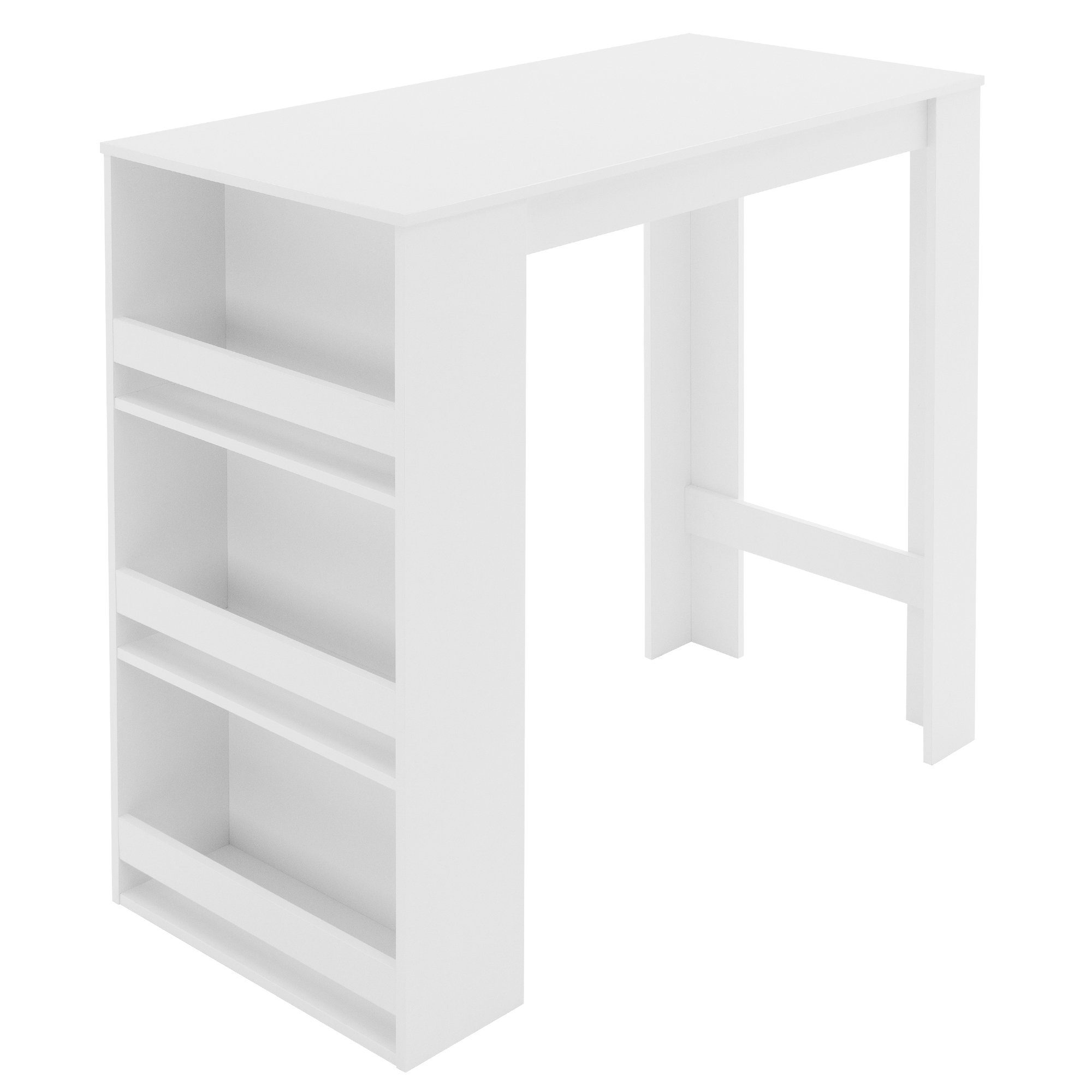 ML-DESIGN Bartisch Stehtisch Bartresen Bistrotisch Tresentisch Bartheke Küchentheke, Weiß 117x106x57cm 3-stufigem Regal viel Stauraum Modern