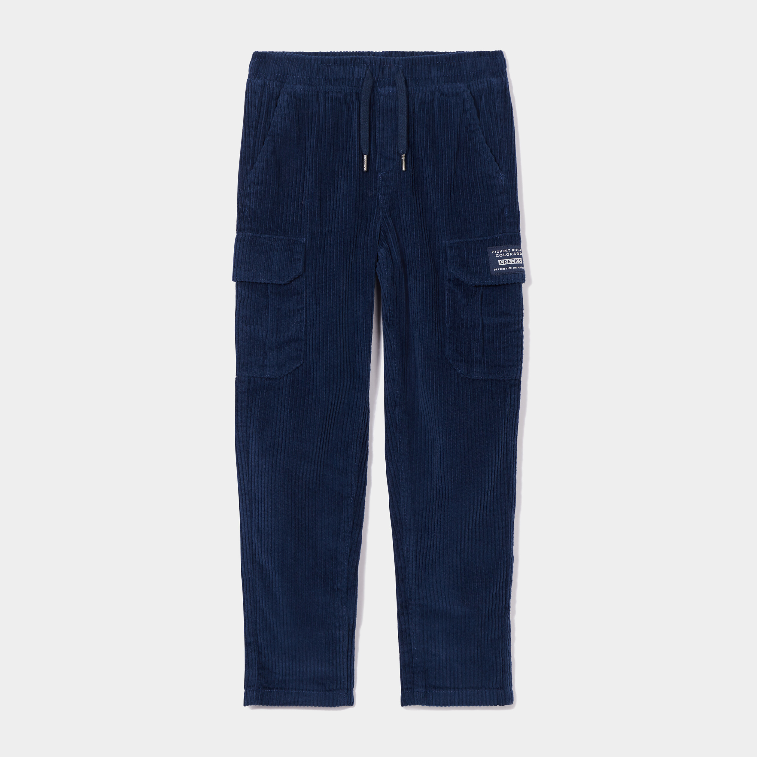 Pantalon cargo velours côtelé coton bleu marine garçon | La Halle