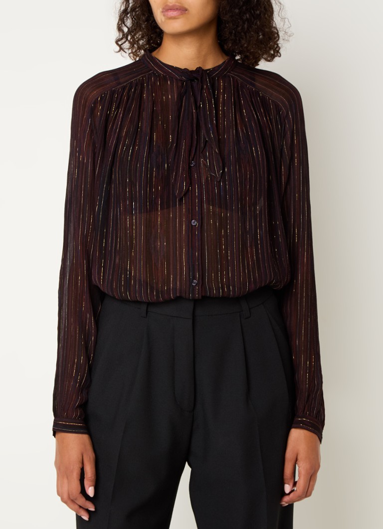 Sessùn Joylux semi-transparent blouse in silk blend with shawl collar and lurex
