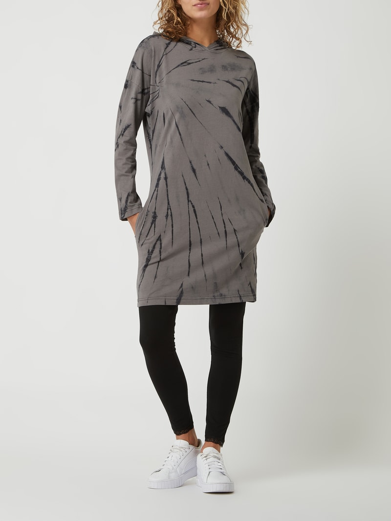 Sweatkleid im Batik-Look in dunkelgrau