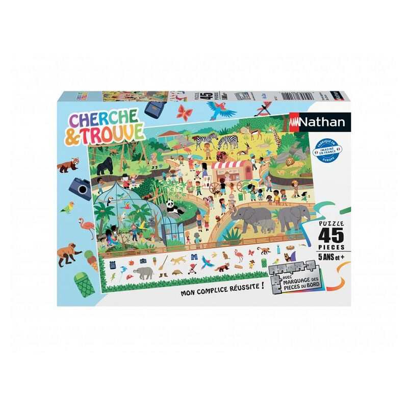 Puzzle cherche et trouve au zoo 45 pièces