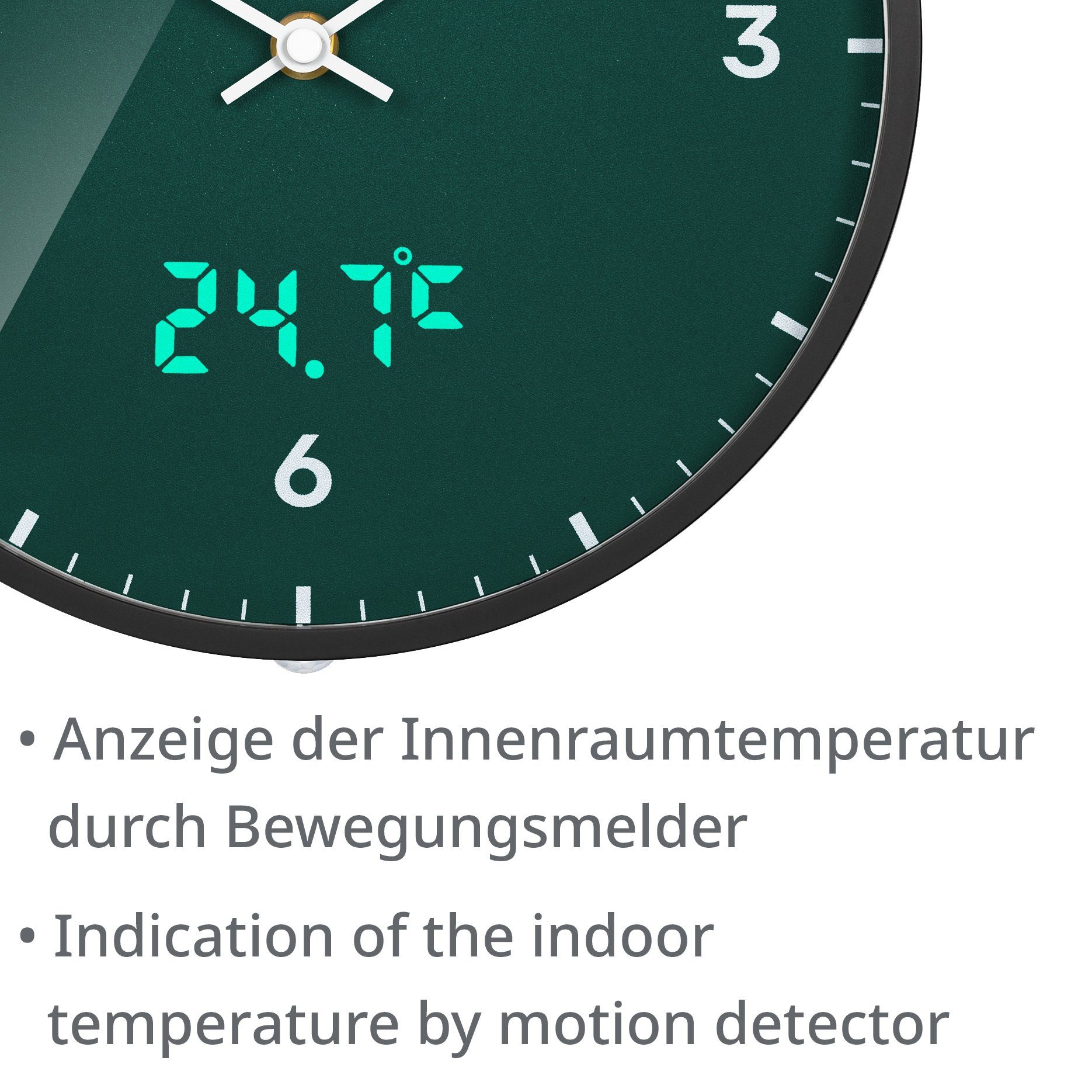 BRESSER Wanduhr BRESSER MyTime LEDsec Wanduhr 24 cm mit Temperatur