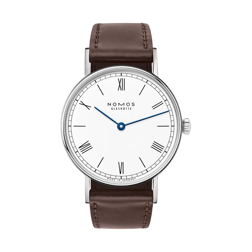 Nomos Glashütte Damenuhr Ludwig 33 Duo emailleweiss