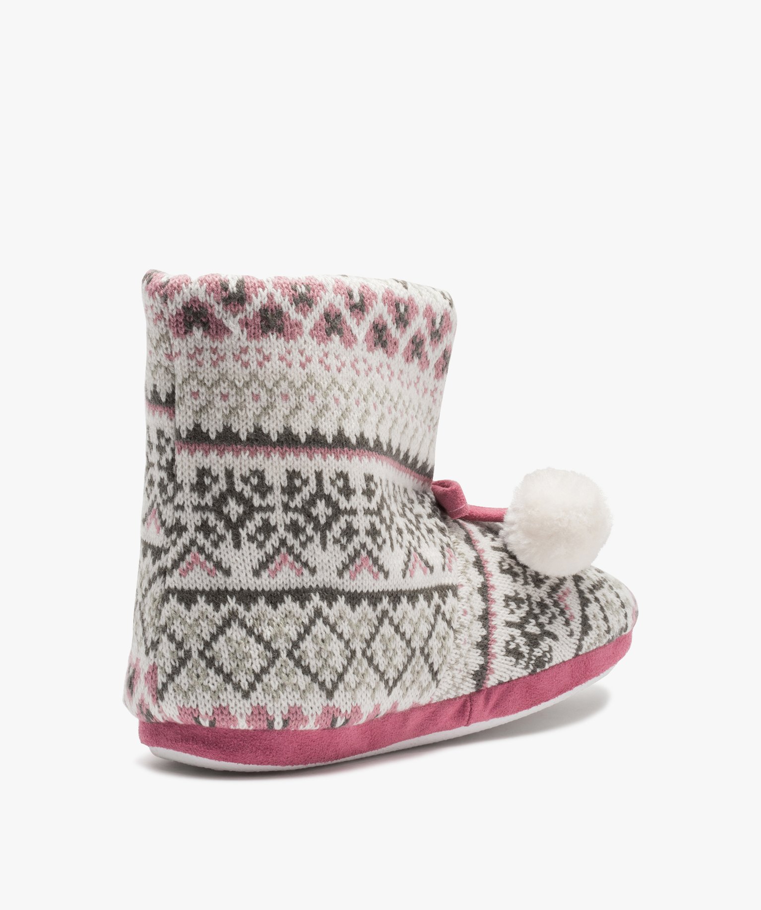 Chaussons femme boots en maille jacquard multicolore multicolore | GEMO