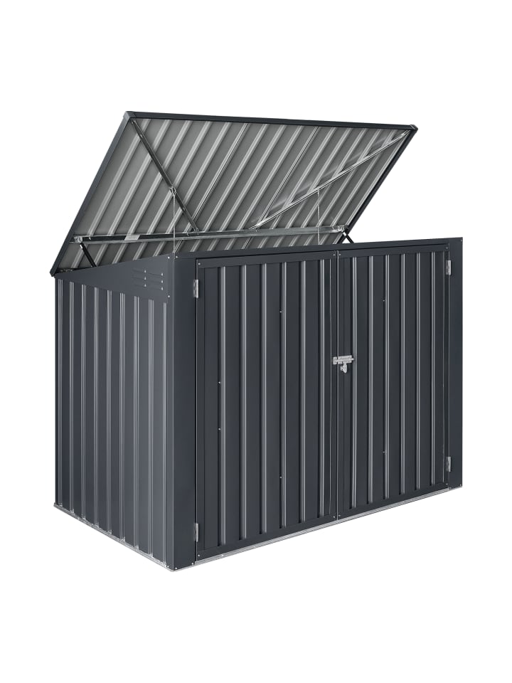 en.casa Mülltonnenbox Grebin für 2 Tonnen in Grau (L)173cm günstig kaufen onesize