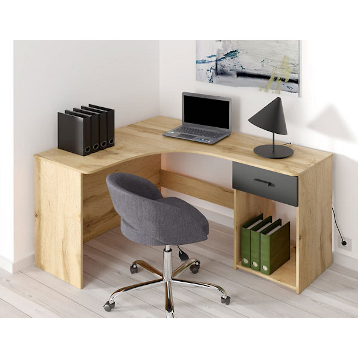 Eckschreibtisch Schreibtisch Cheb 155x125x75cm mit Schublade