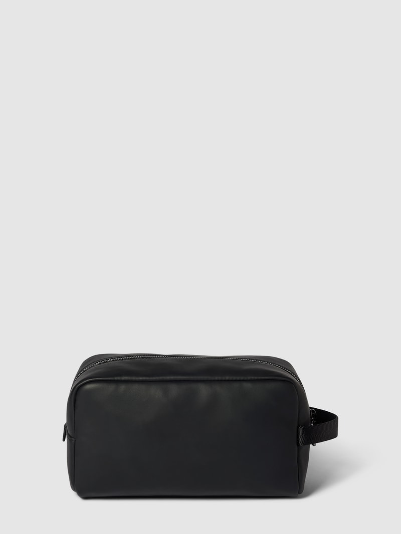 Kulturtasche mit Label-Detail Modell 'Elliott' in schwarz