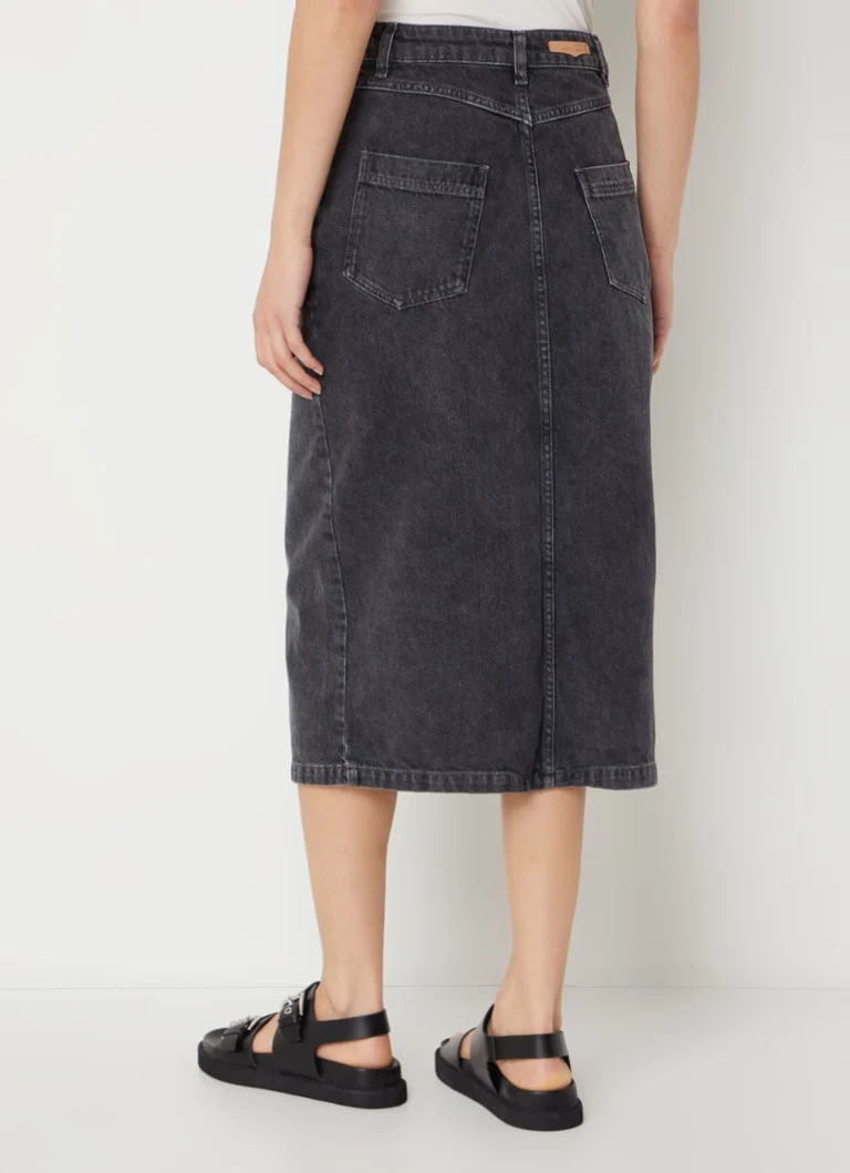 Fustă midi Sessùn Amadeo în denim închis