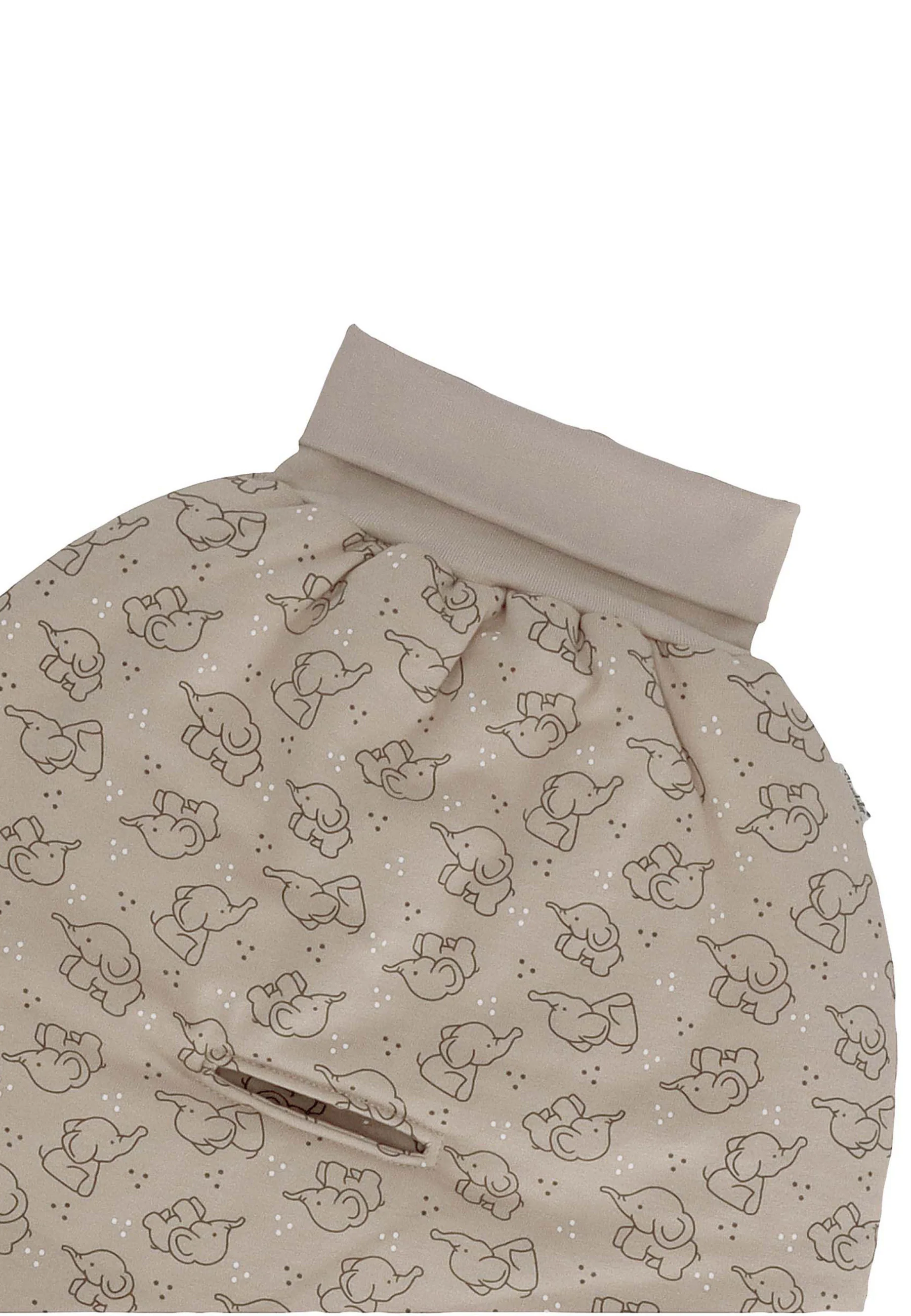 Strampelnest wattiert, Motiv Elefant Eddy in Beige
