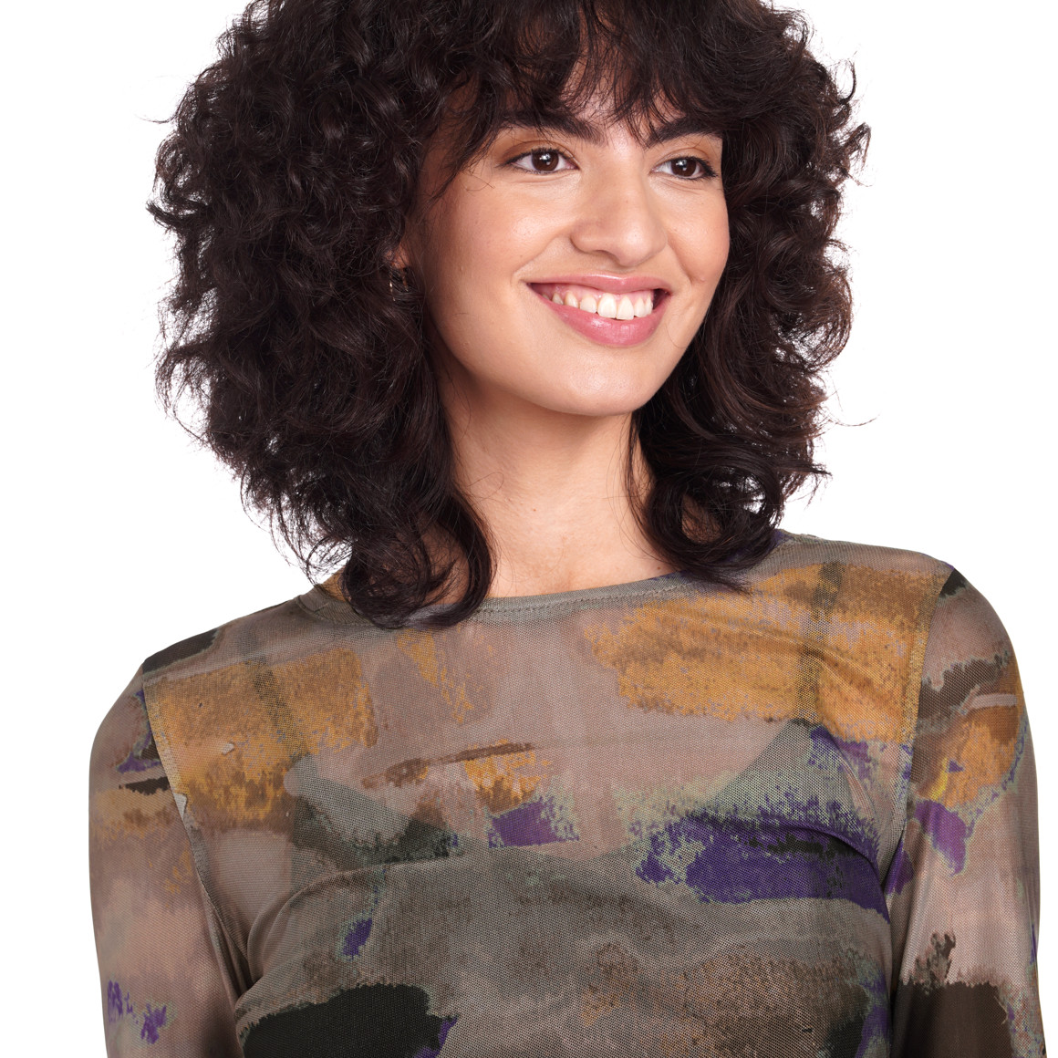 Damen Langarmshirt in semitransparenter Optik