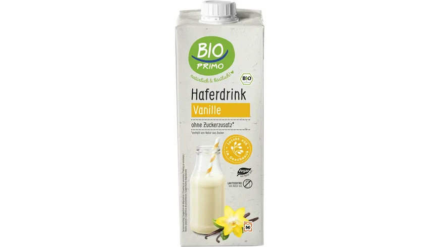 BIO PRIMO Bio Haferdrink Vanille ohne Zuckerzusatz 1 l