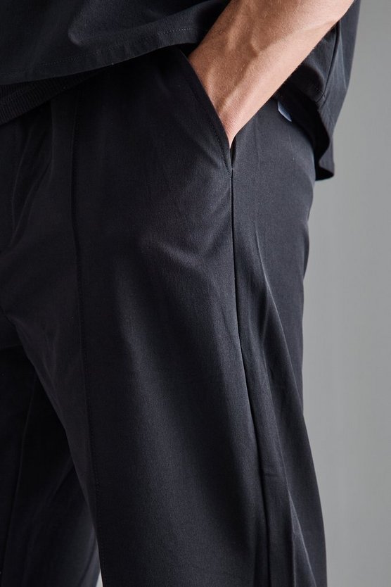 Elasticated Waist Technical Stretch Relaxed Pintuck Trouser