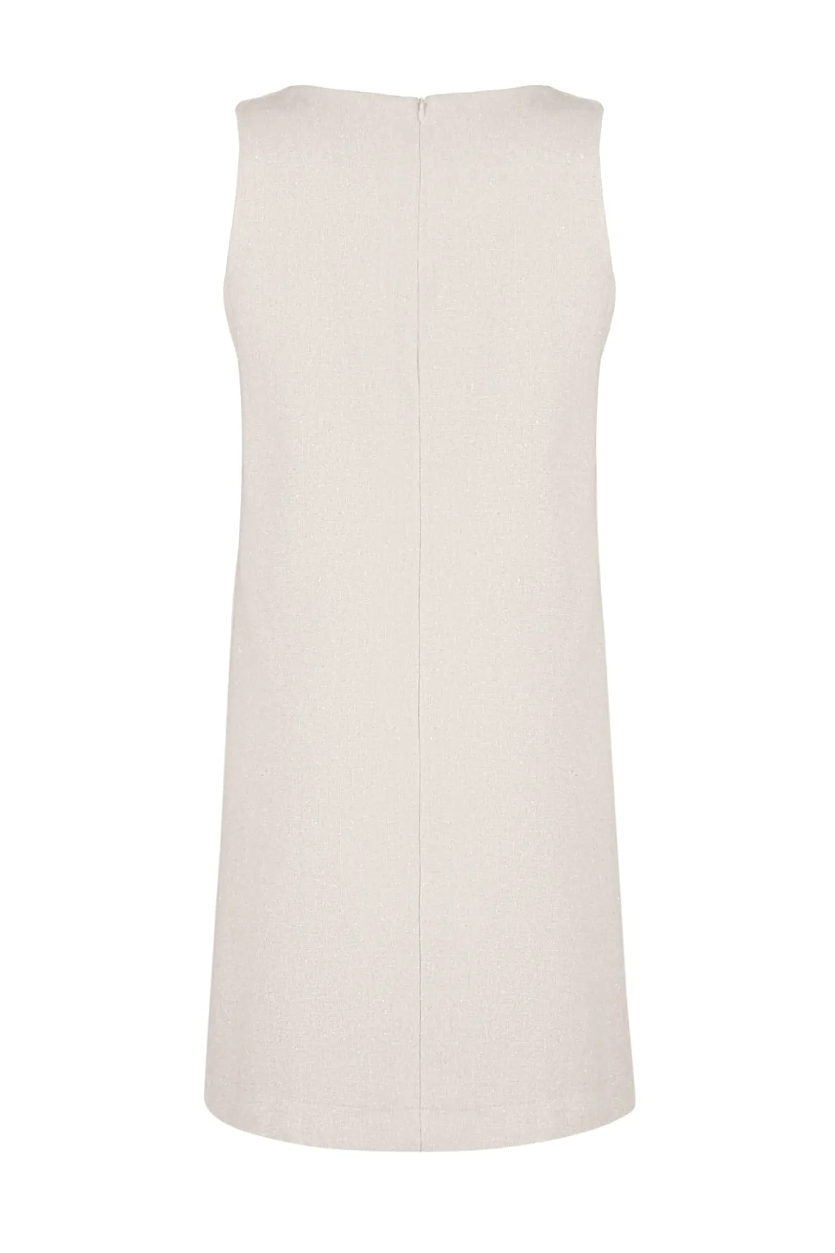 Trendyol Collection  Weit geschnittenes, ärmelloses Mini-Webkleid mit Juwelen TWOSS23EL01497
