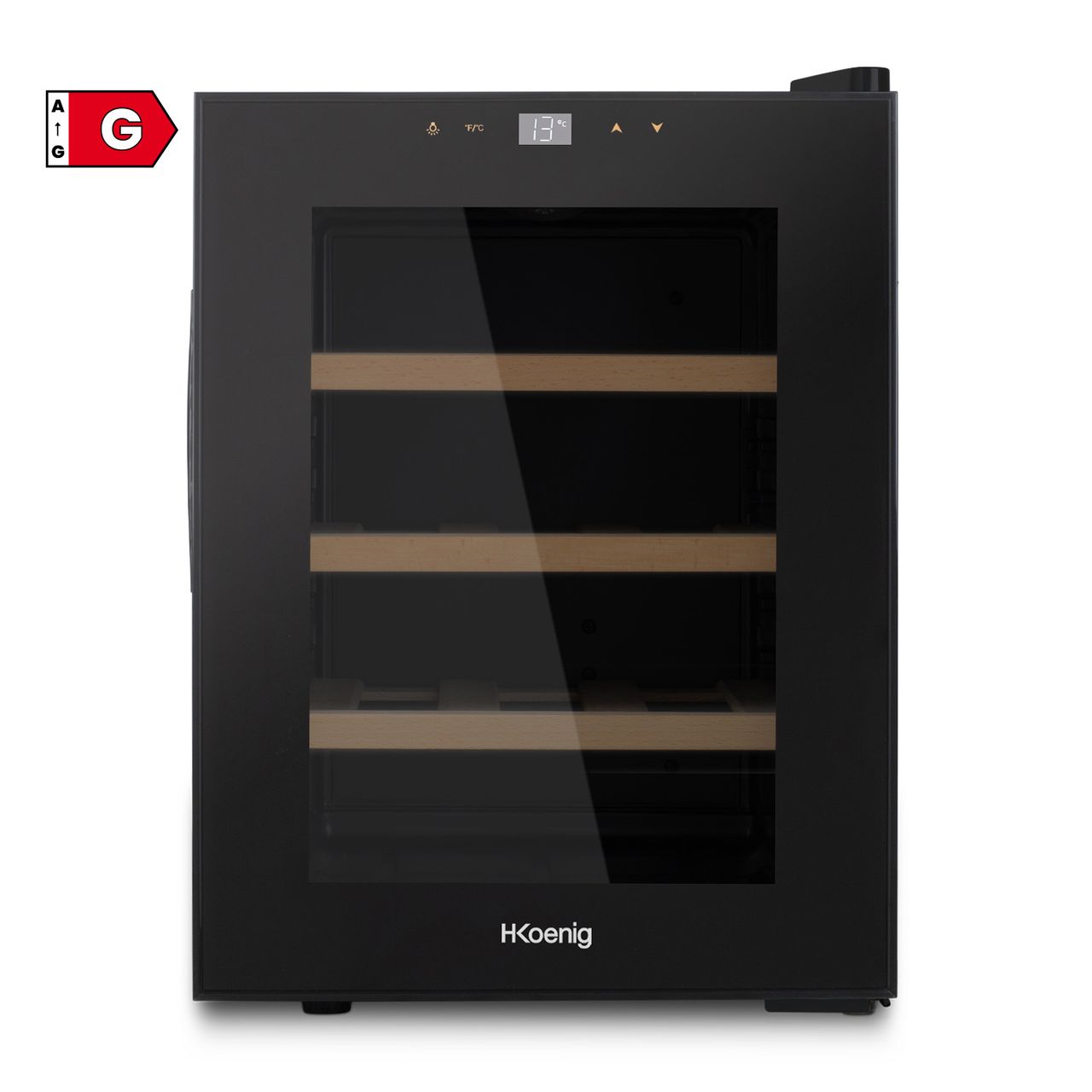 H.Koenig AGE12 Weinkühlschrank / 12 Flaschen / Temperatur von 11°C bis 18°C / LED-Temperaturanzeige