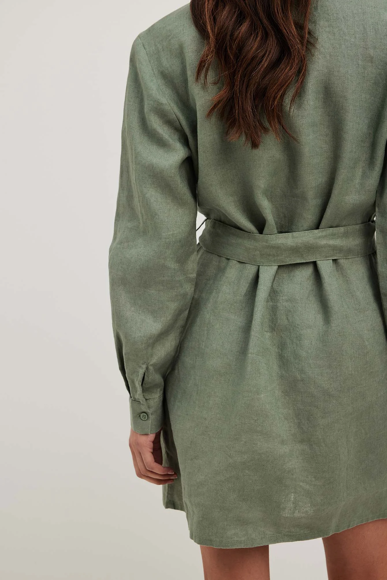 Minikleid mit Kordelzug aus Leinenmischung