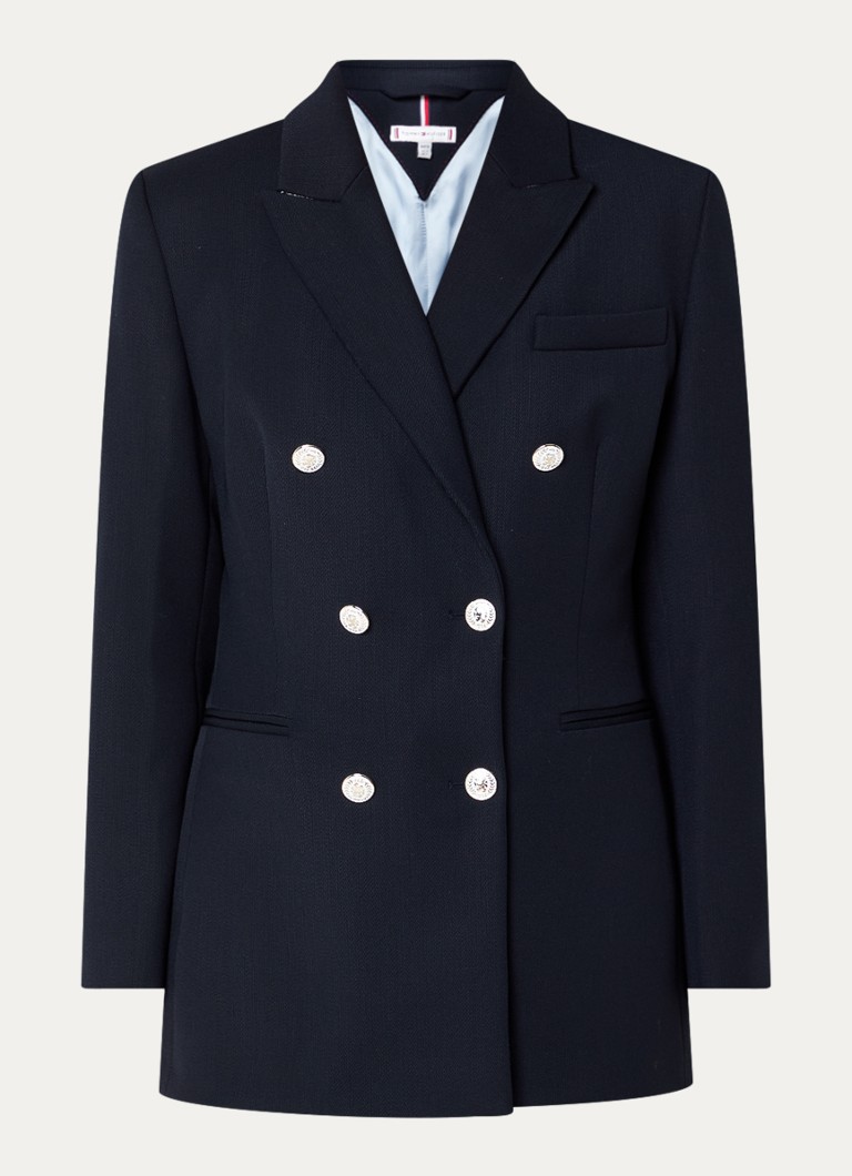 Dvouřadé sako Tommy Hilfiger Statement Prep z vlněné směsi s lemovanými kapsami