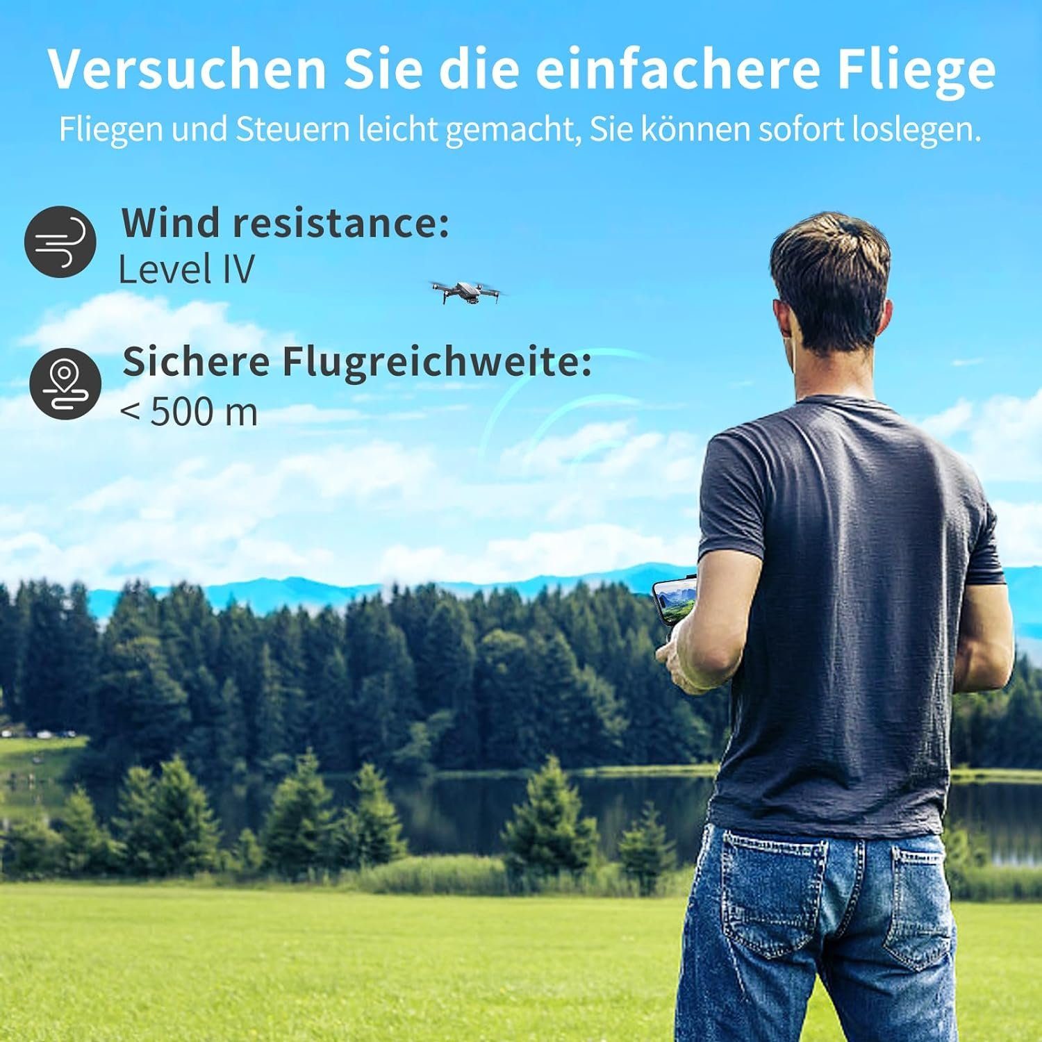 Wipkviey Drohne (4K, Bürstenlos Motor, 48 Min. Flugzeit, RC Quadrocopter Optischer Leistungsstarke Motoren, Präzise Navigation)