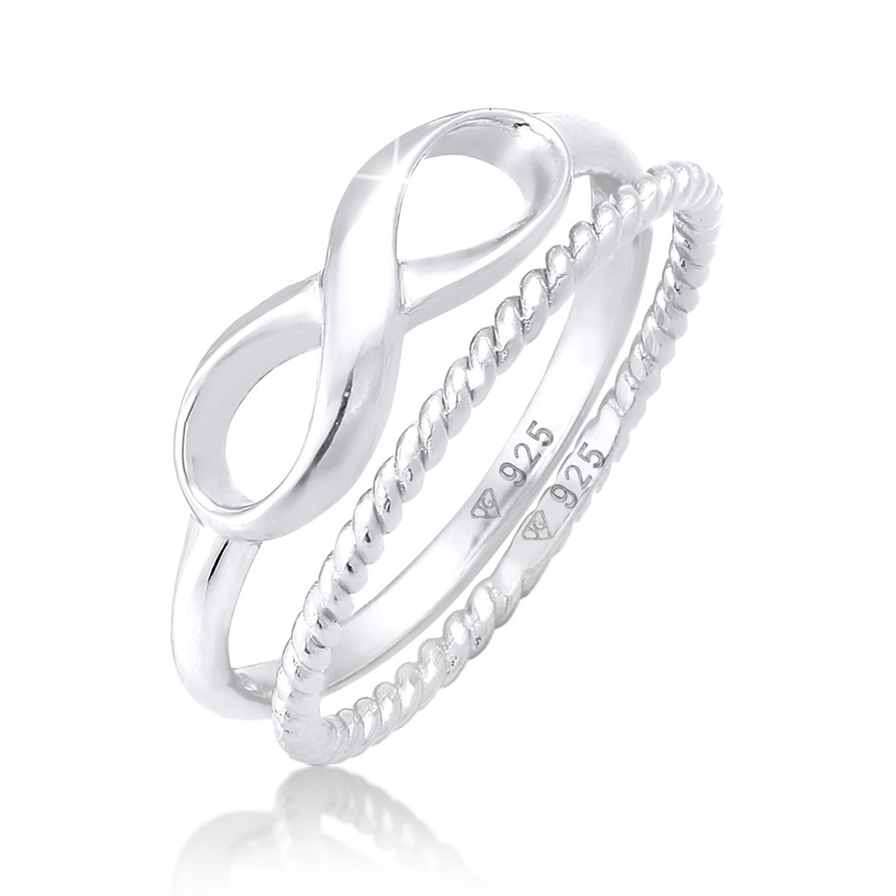Elli Elli Bague Bague superposée pour femme Duo Infinity Twisted Basic Trend Blogger e Bague
