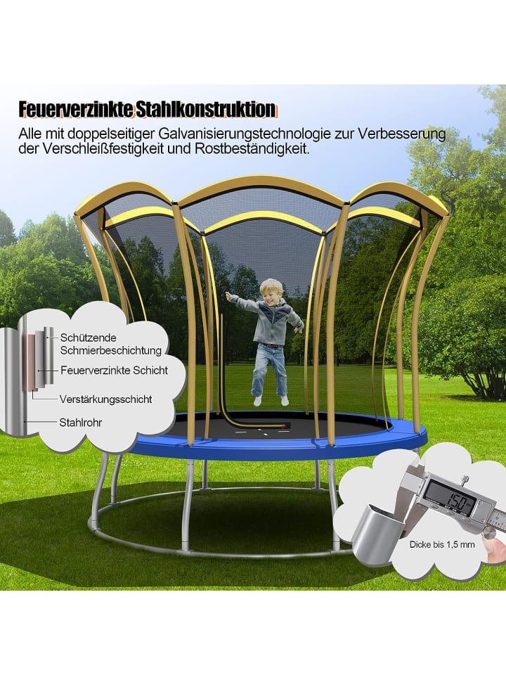 COSTWAY Gartentrampolin Outdoor in Gelb günstig kaufen 244 x 244 cm