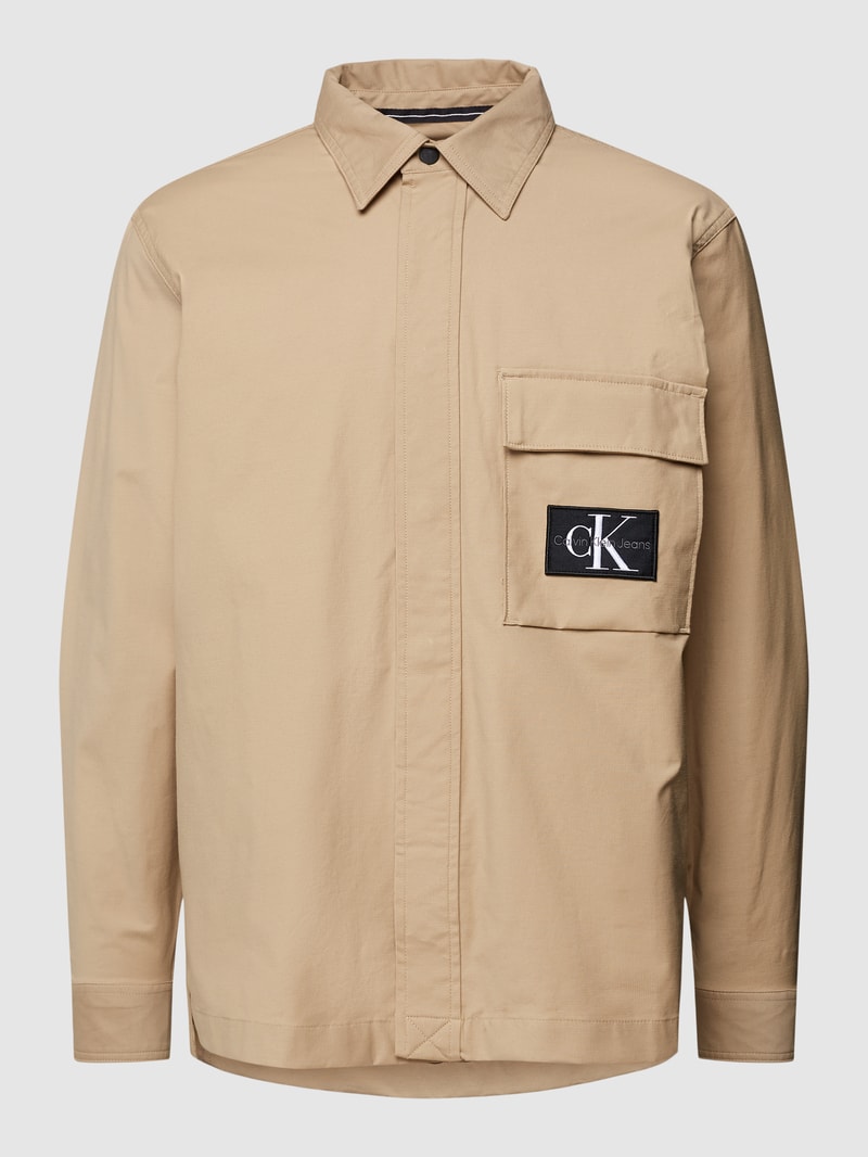 Freizeithemd mit Strukturmuster Modell 'RIPSTOP' in beige