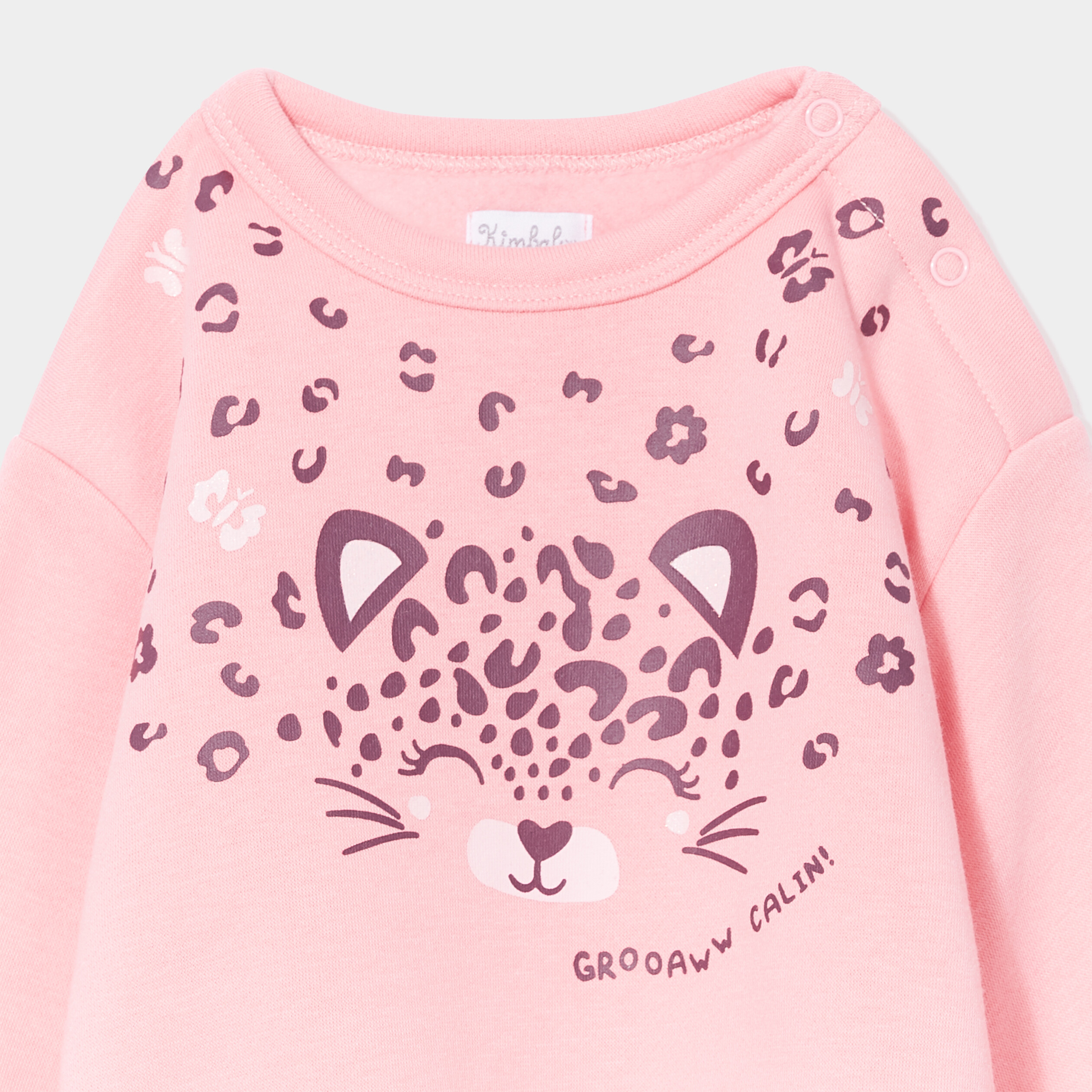Sweat manches longues épaule boutonnée rose bébé fille | La Halle