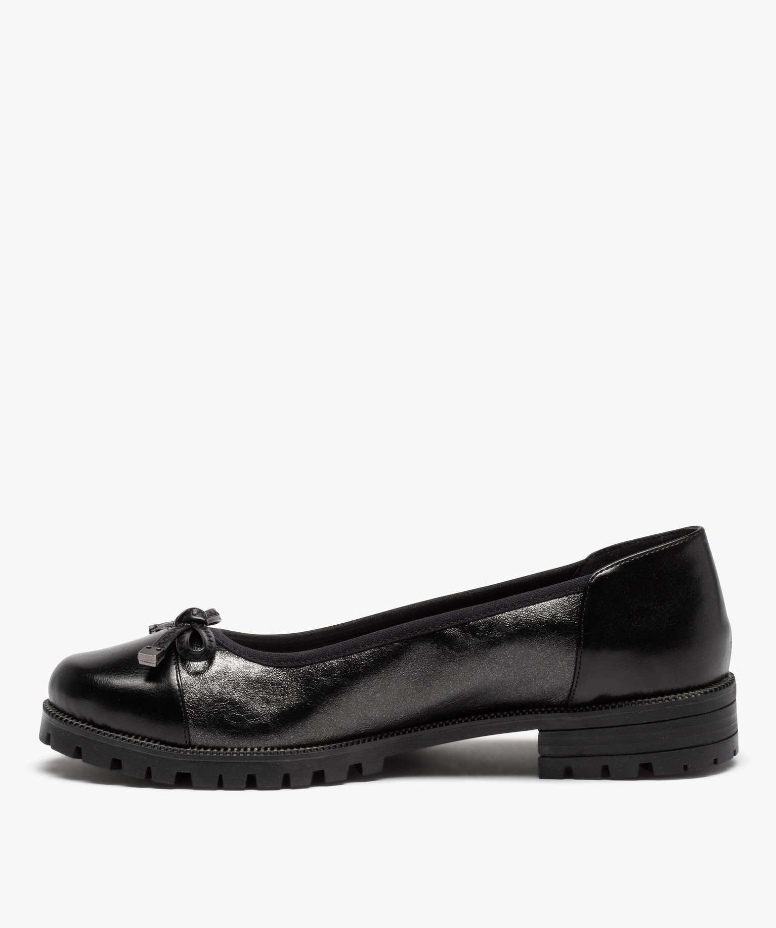 Ballerines femme à talon large et semelle crantée noir | GEMO