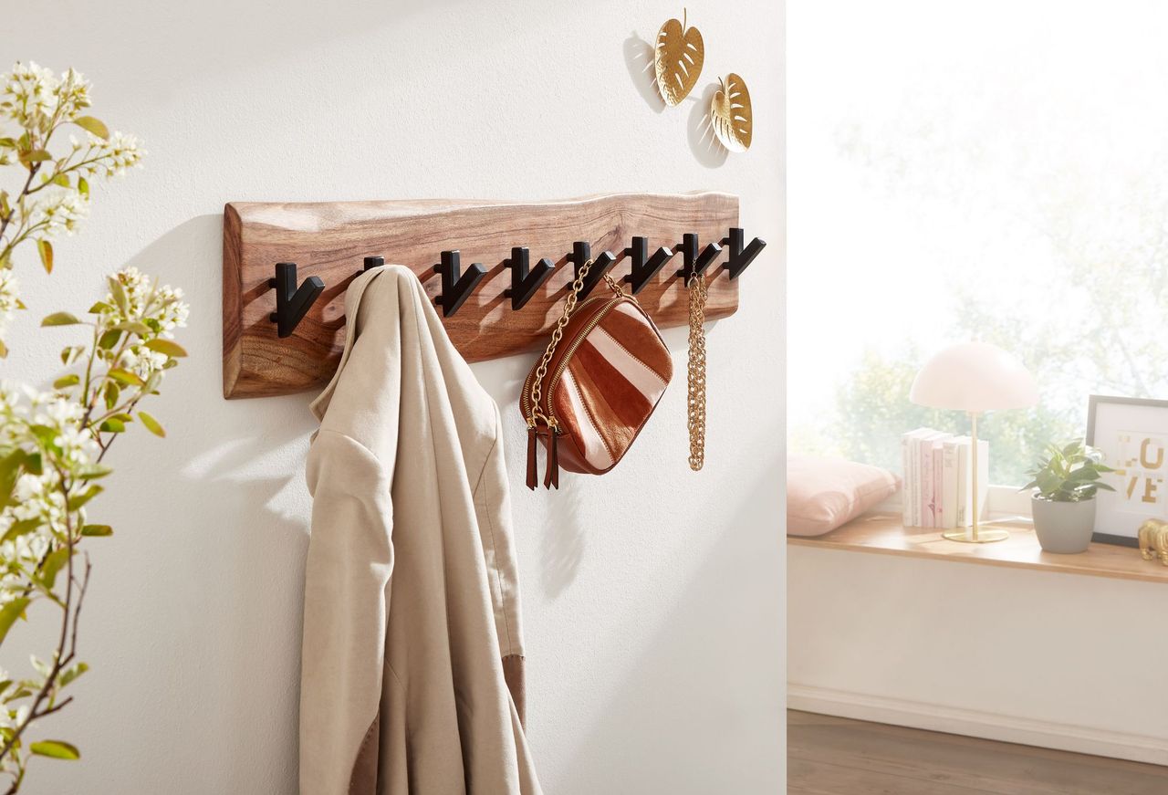 Wohnling Wandgarderobe Holz Metall 90 x 19 x 9 cm
