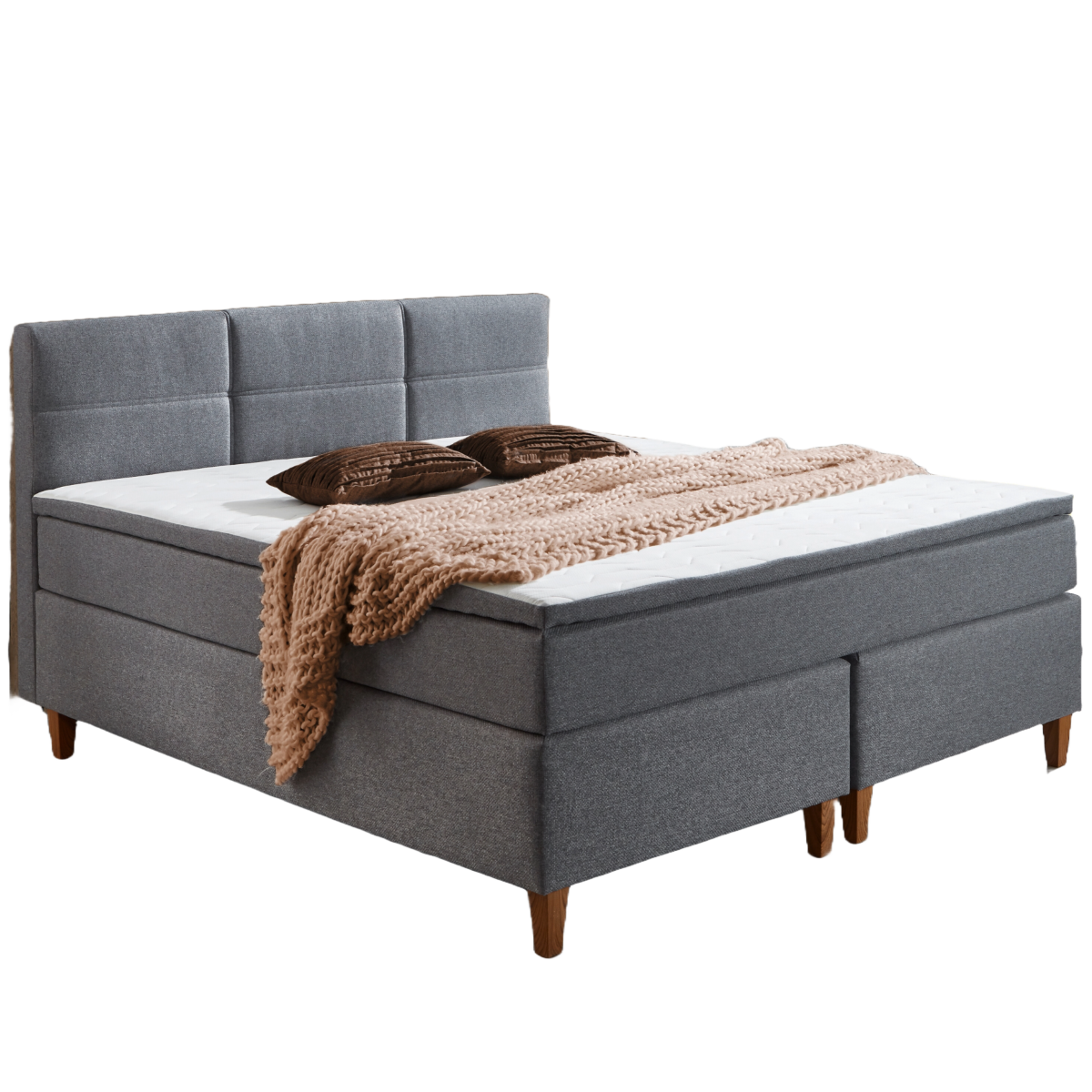 Sun Garden Boxspringbett Kenora Grau 140 x 200 cm