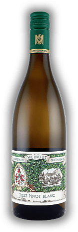 Maximin Grünhaus, Pinot Blanc, VDP.GUTSWEIN, Trocken, 2022, Mosel  Maximin Grünhaus, Pinot Blanc, VDP.GUTSWEIN, Trocken, 2022, Mosel  Dieser Pinot Blanc besticht durch seinen einladend fruchtigen, jedochauch frischen und kräuter-würzigen Charakter.