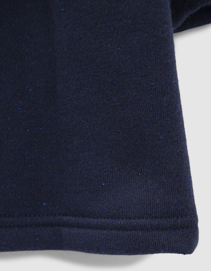 Robe sweat marine molleton pailleté à capuche fille