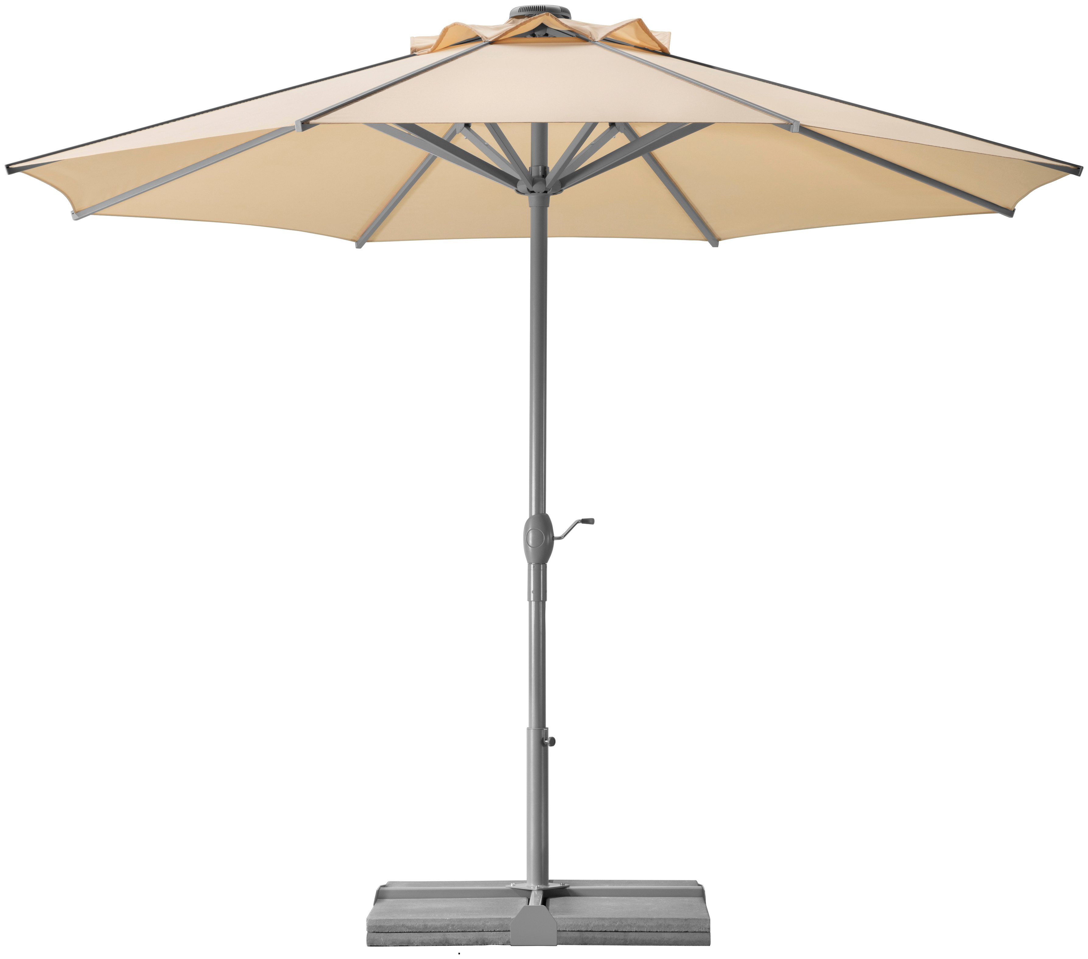 Schneider Schirme Marktschirm Rooftop, ØxH :350x275 cm, Alu/Polyester, inkl. Plattenständer/Schutzhülle