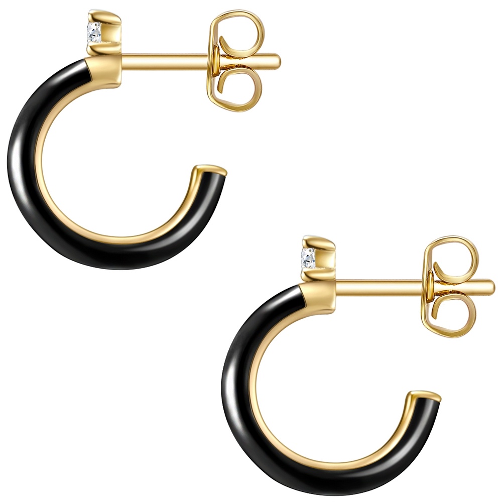Glanzstücke München Créoles en argent Argent sterling Oxyde de zirconium (CZ) en Or jaune Boucles d'oreilles
