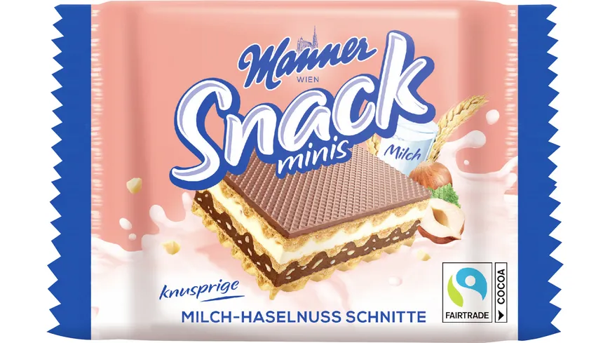 Manner Snack Mini Milch-Haselnuss Schnitte 125 g