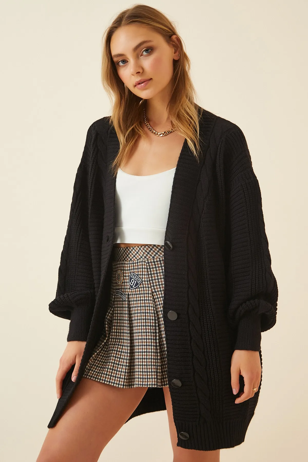 Happiness İstanbul  Strickjacke - Schwarz - Oversized