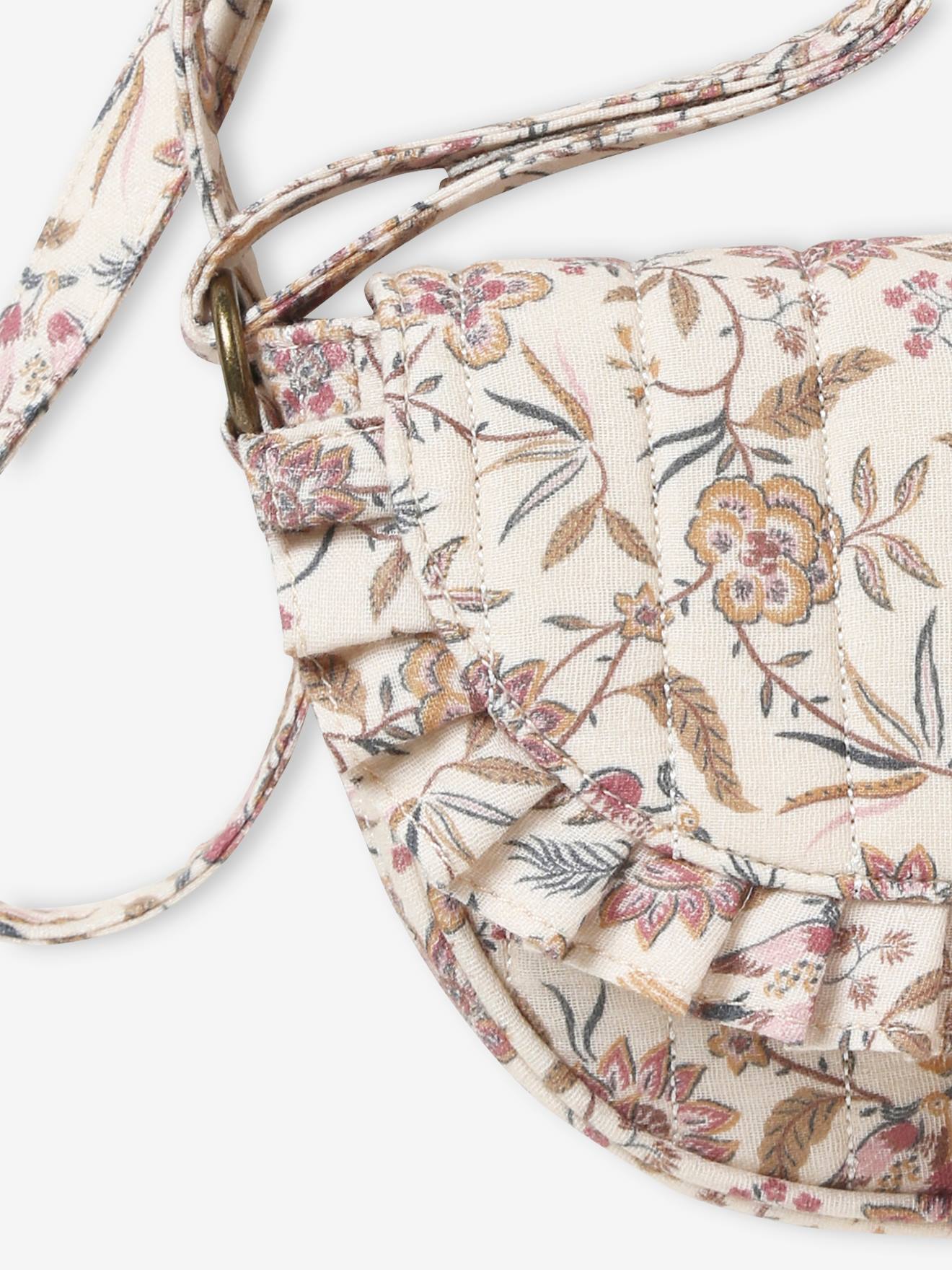 Vertbaudet Mädchen Umhängetasche mit Blumen - beige bedruckt