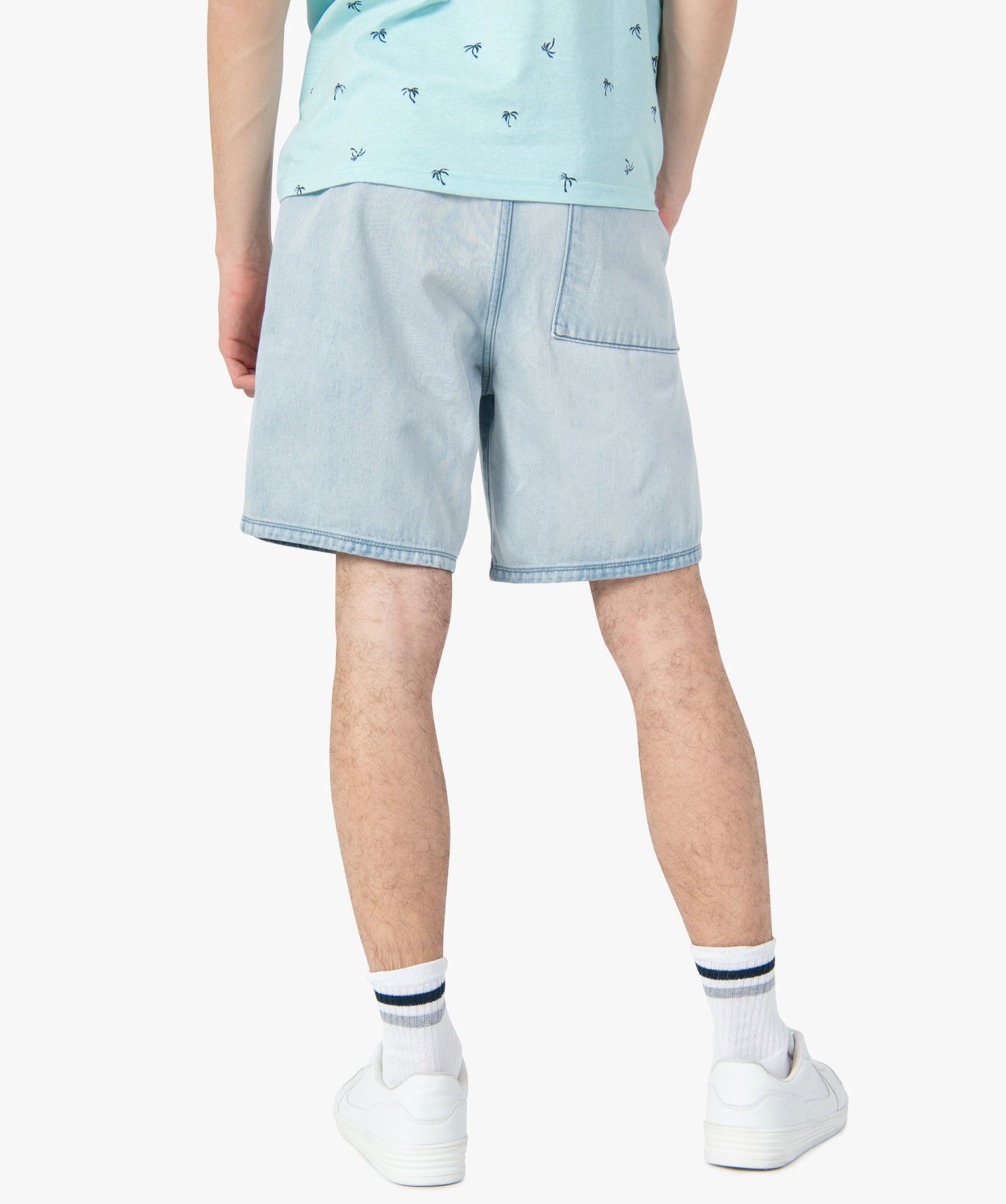 Bermuda homme en jean avec ceinture élastiquée bleach | GEMO