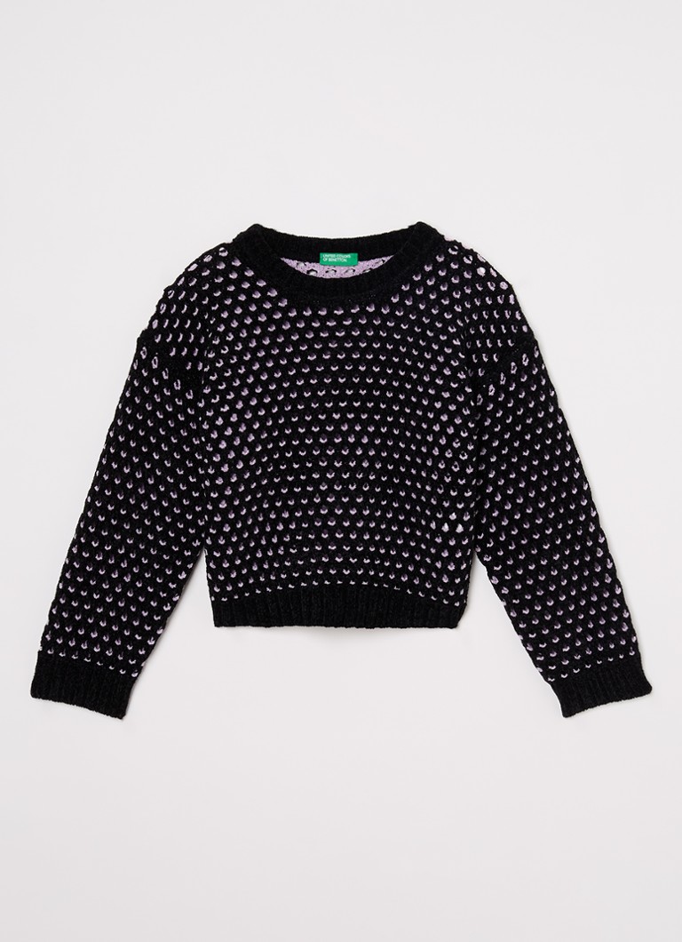Pulover Benetton tricotat gros cu detalii ajurate