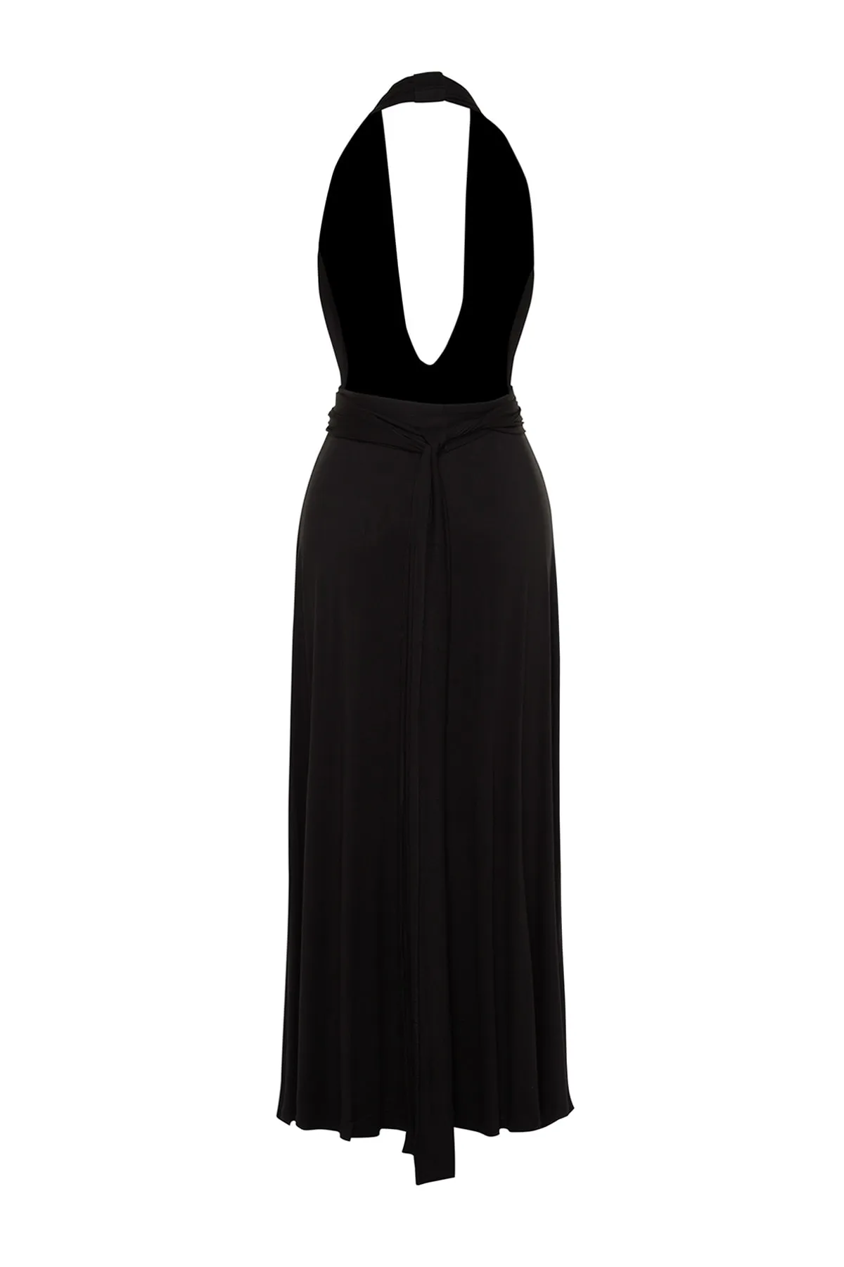 Trendyol Collection  Schwarzes, gestricktes Maxi-Strandkleid mit Gürtel und Gürtel TBESS21EL2992