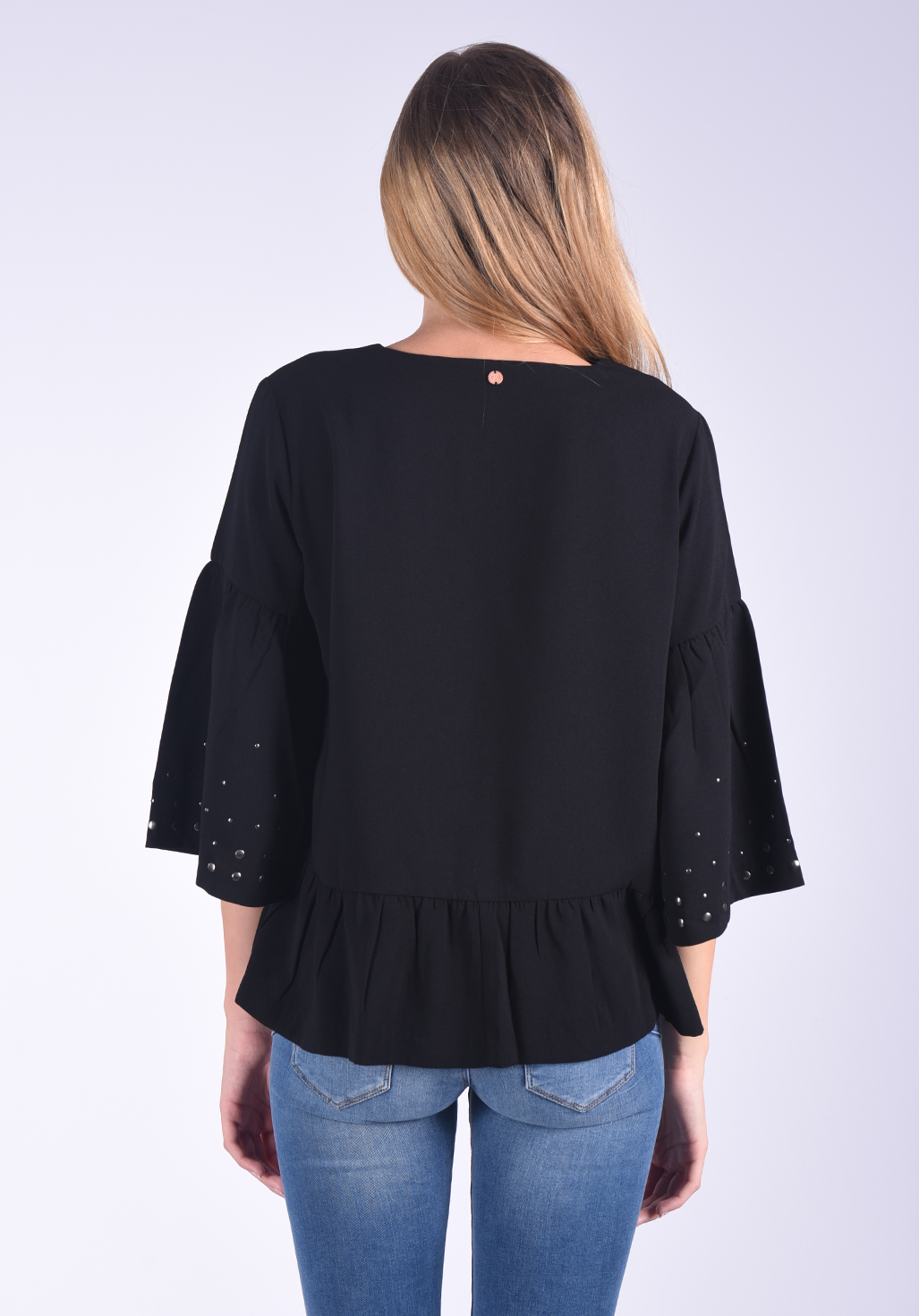 CARA  Blouse à manches 3/4 cloutées