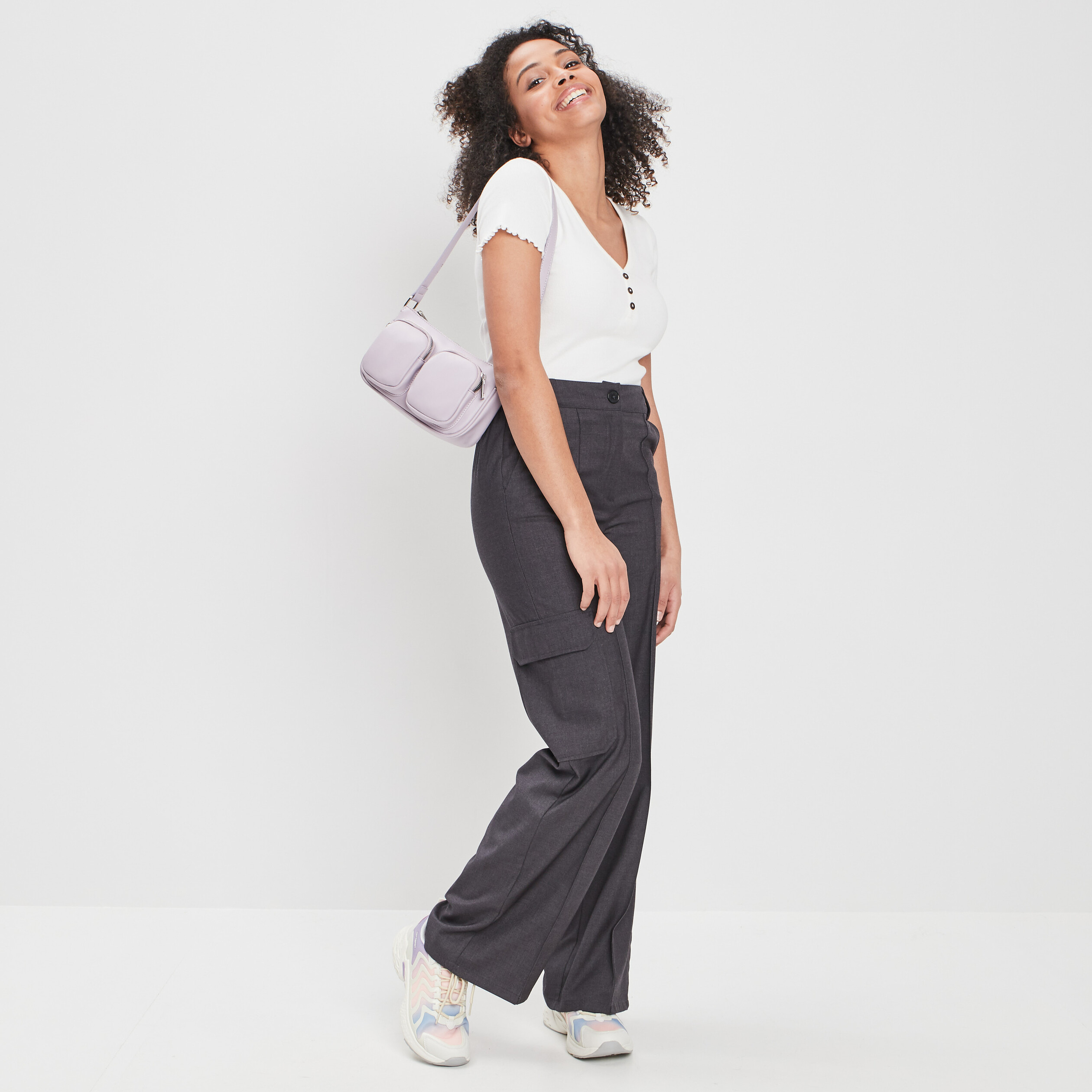 Pantalon battle large gris foncé femme | La Halle