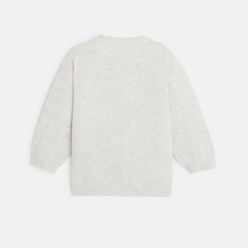 Gilet zippé maille fantaisie blanc bébé garçon