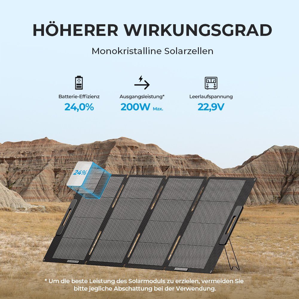 BLUETTI Solaranlage MP200 200W Solarmodul, 200,00 W, Monokristallin, IP67