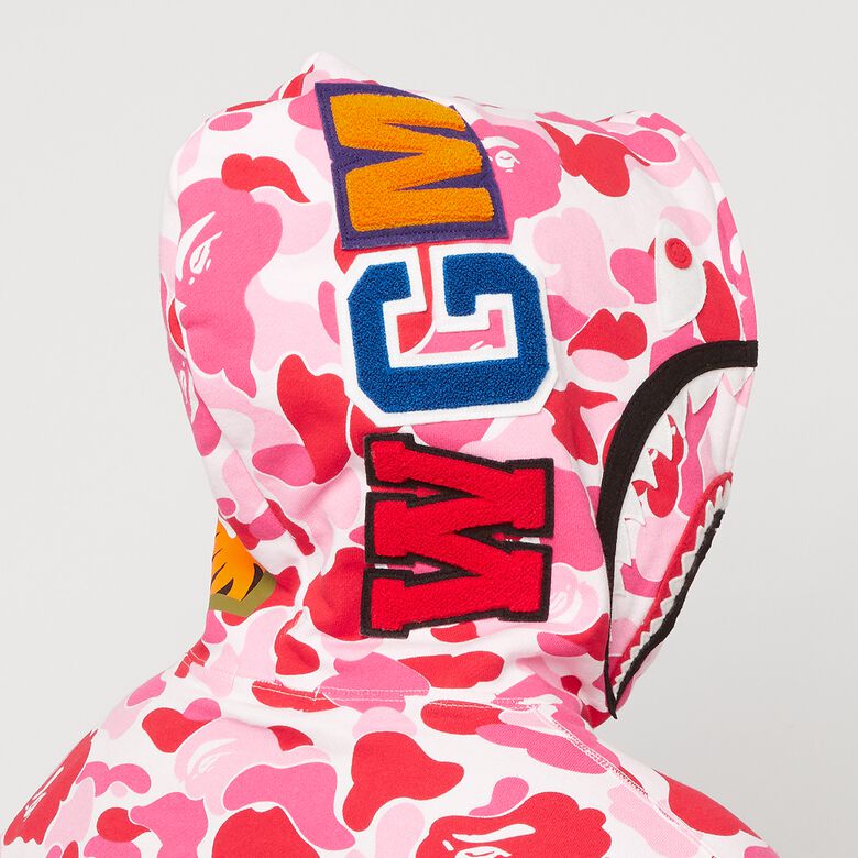 A Bathing Ape Big ABC Camo Shark Full Zip Hoodie M pink