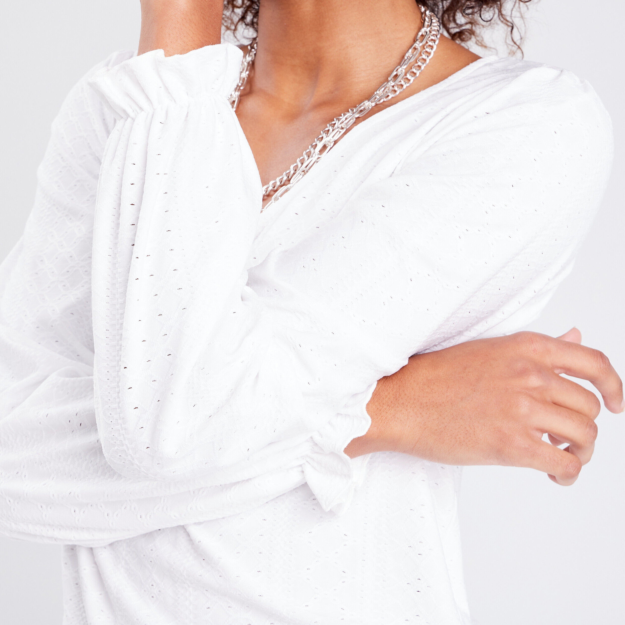 T-shirt manches longues ecru femme | Cache Cache