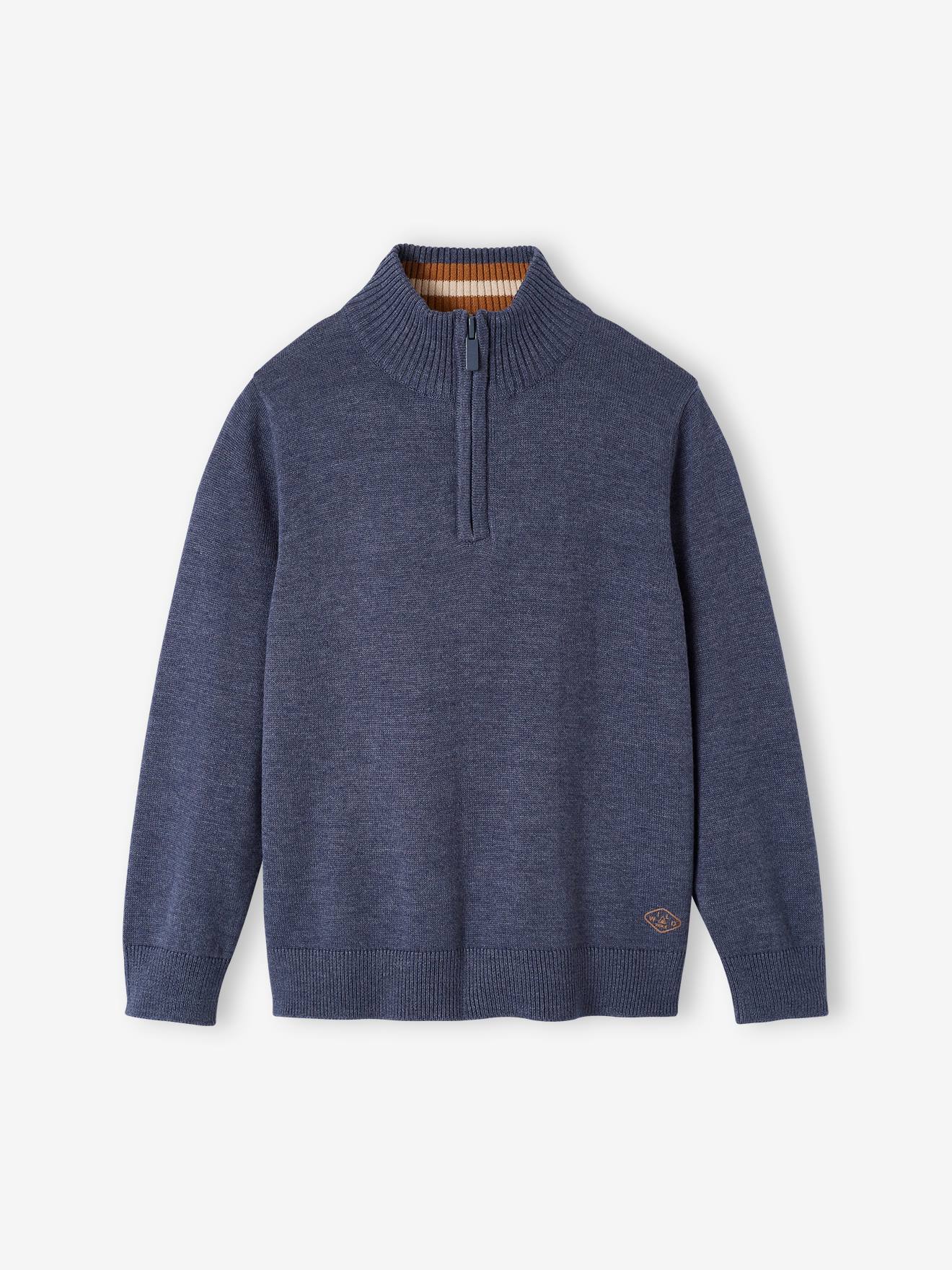 Pull col montant zippé garçon vert sapin