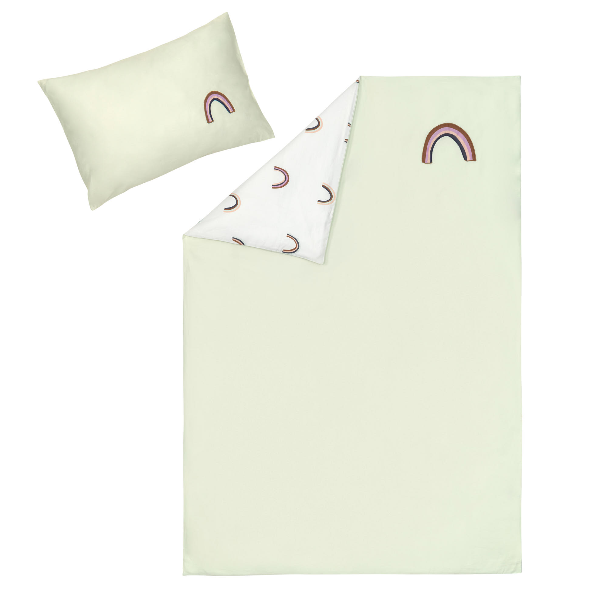 Bettwäsche Set Kinder - Bio Baumwolle, Regenbogen, Grün Milky