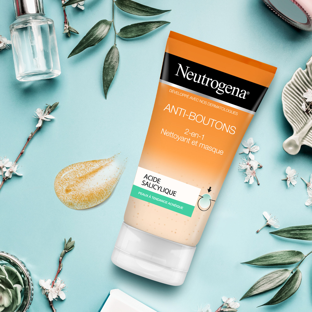 neutrogena Anti-boutons 2-en-1 oyant et Masque – peaux à tendance acnéique, 150 ml Anti-acnéique